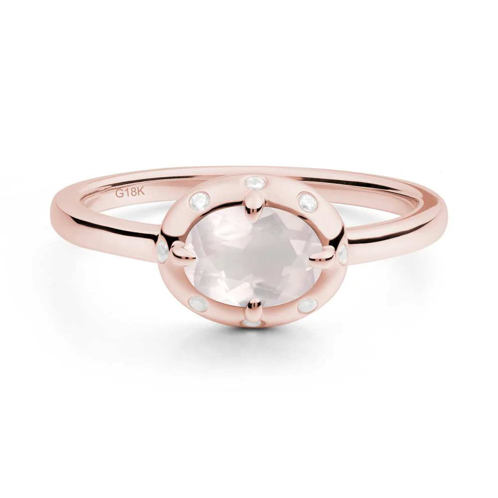 Oval Rose Quartz Ring with Faux-Bezel Setting - Image 4