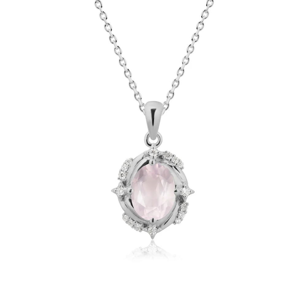 Oval Rose Quartz Shooting Star Pendant Necklace - Image 8
