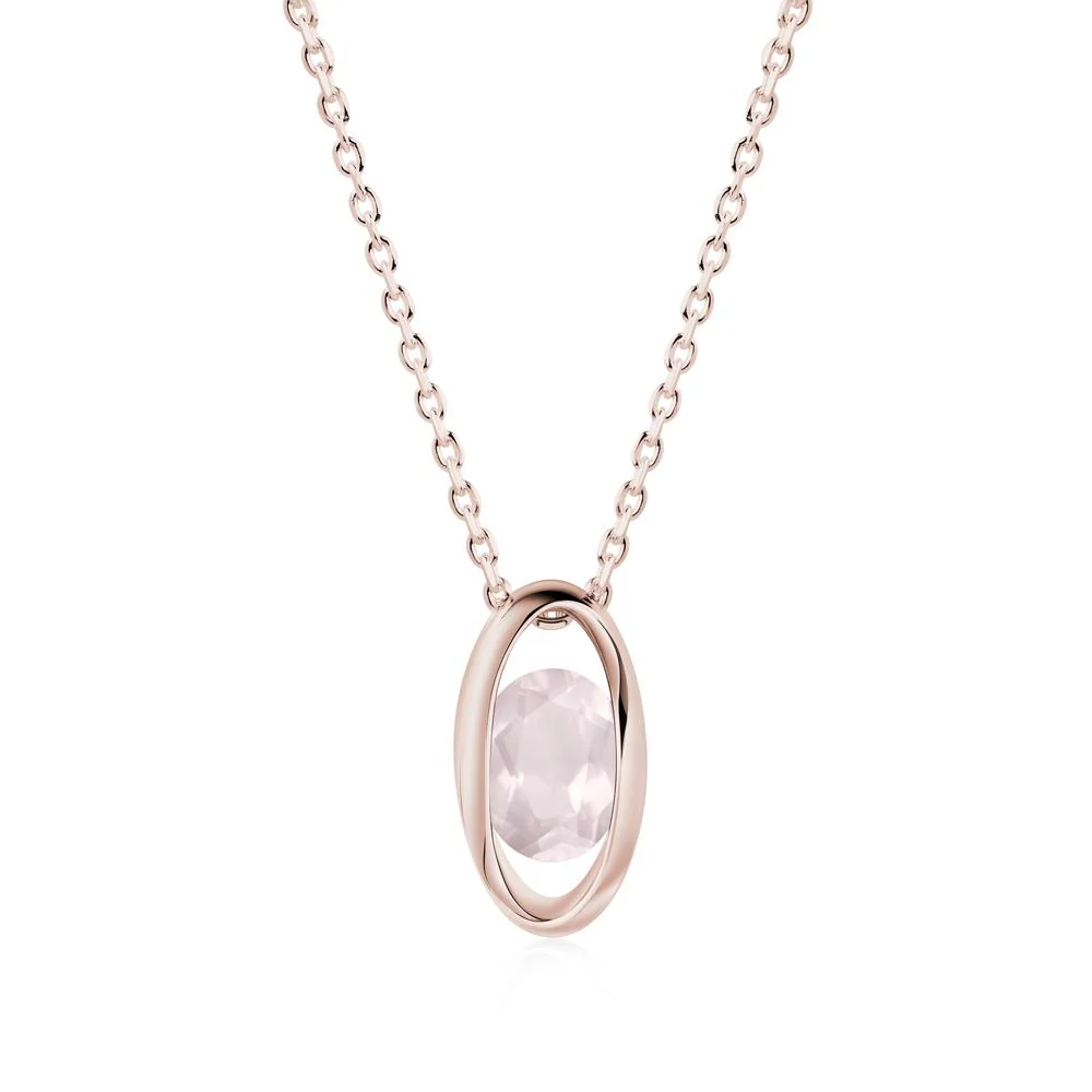 Oval Rose Quartz Solitaire Pendant - Image 3