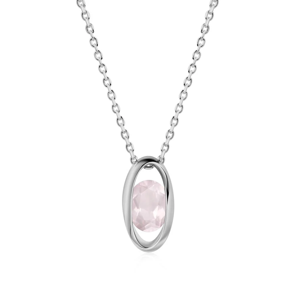 Oval Rose Quartz Solitaire Pendant - Image 9