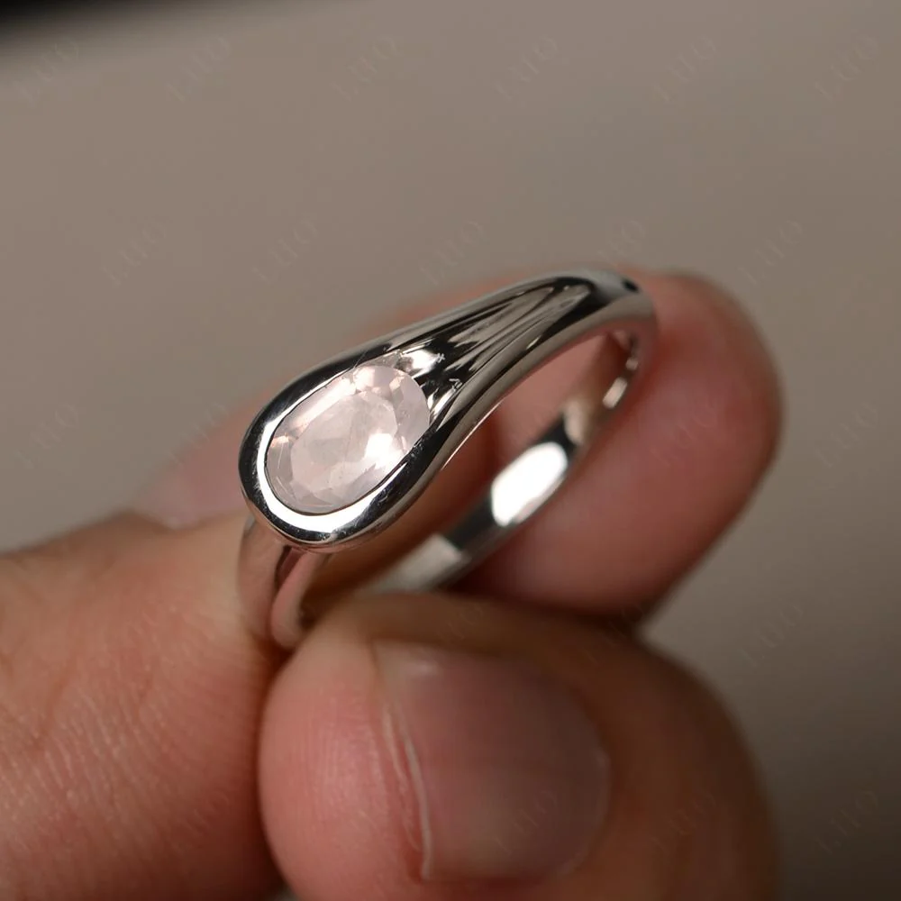 Rose Quartz Minimalist Engagement Ring - Image 11