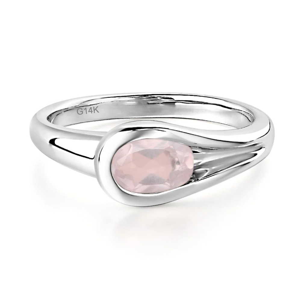Rose Quartz Minimalist Engagement Ring - Image 2