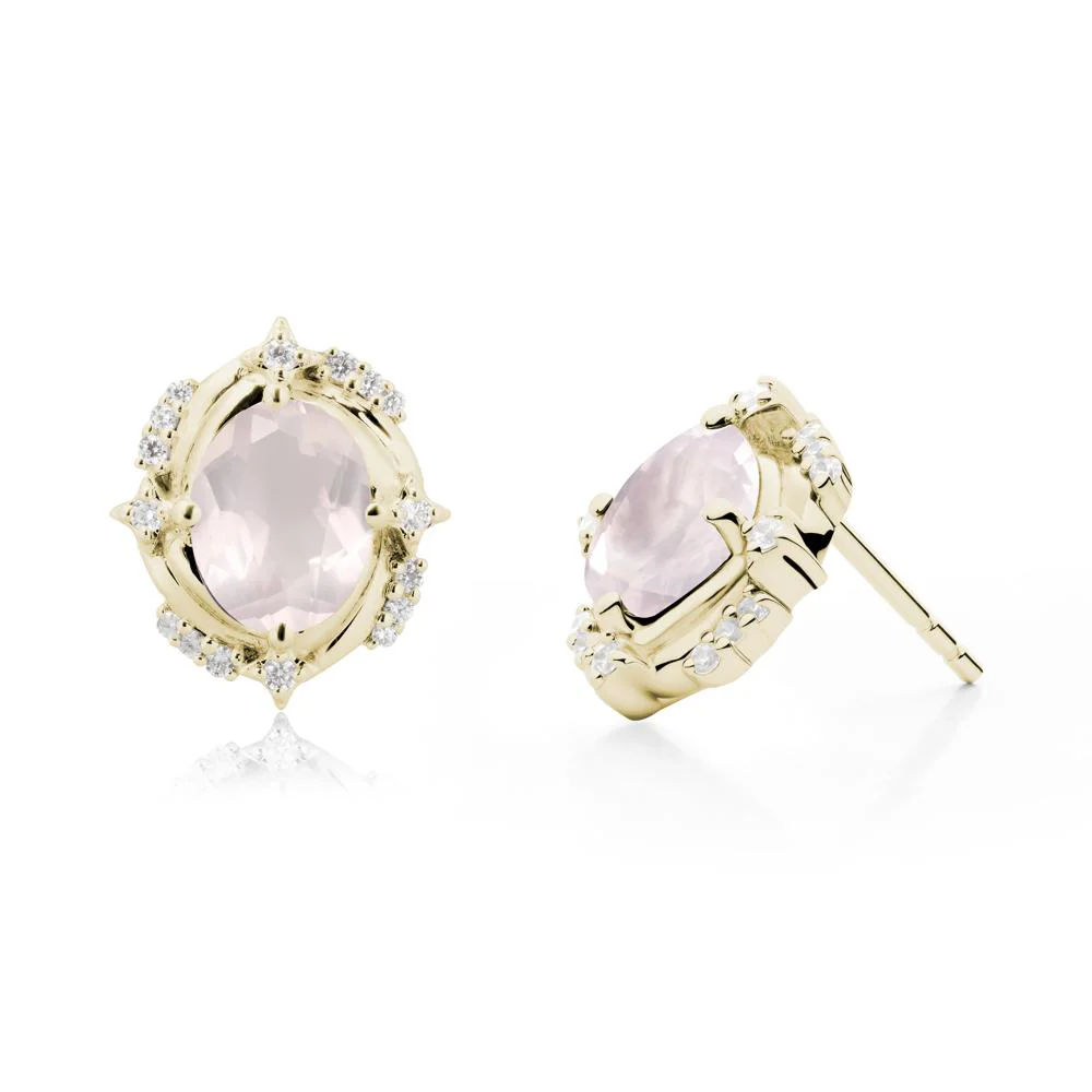 Oval Rose Quartz Stud Earrings - Image 6
