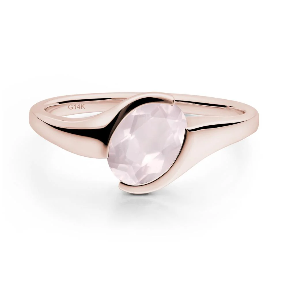 Oval Rose Quartz Tension Ring - Image 4