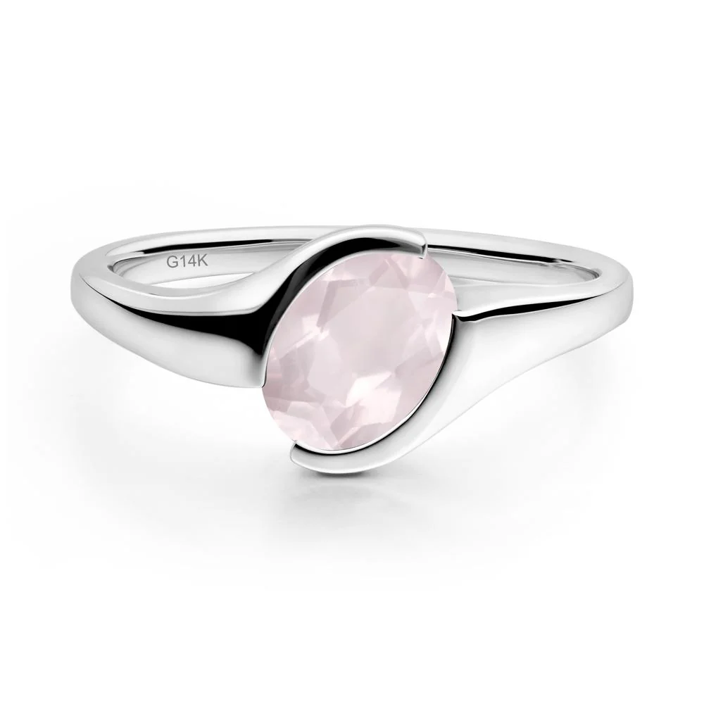 Oval Rose Quartz Tension Ring - Image 9