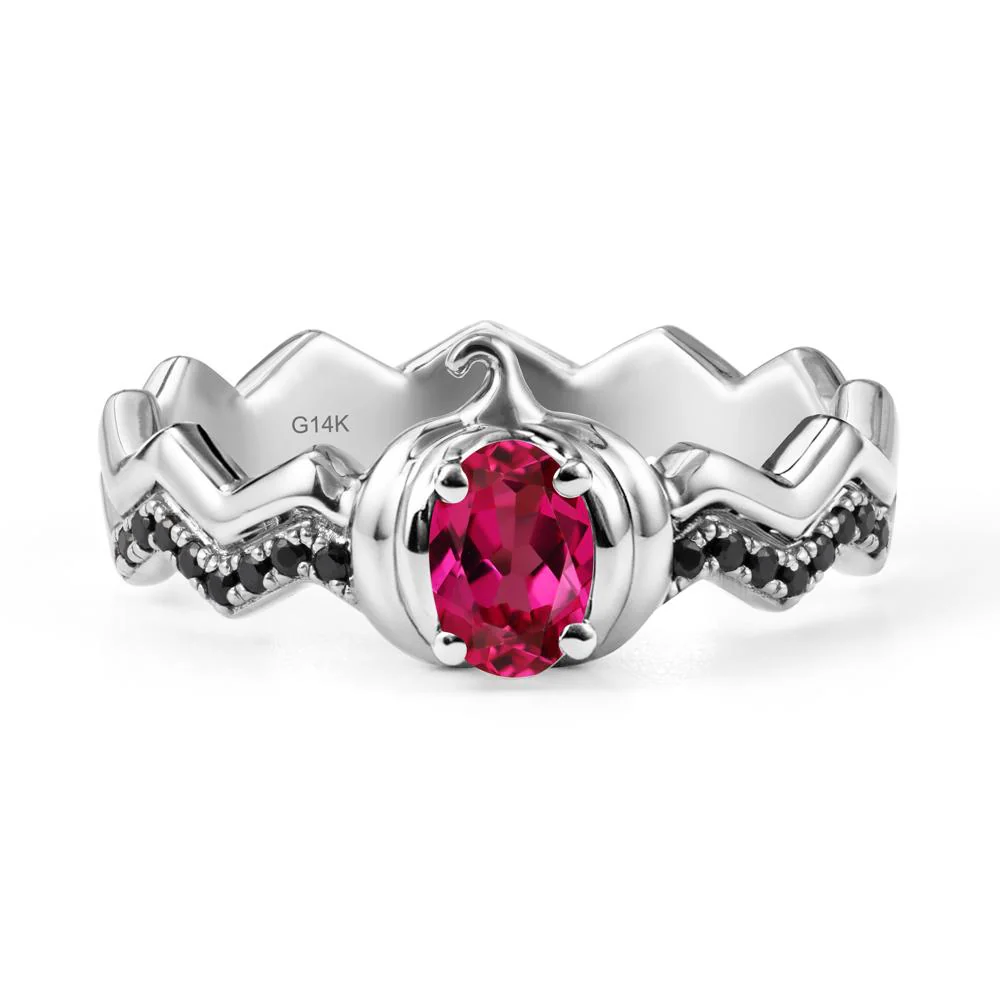 Oval Ruby and Black Spinel Pumpkin Ring - Image 3