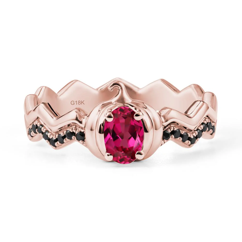 Oval Ruby and Black Spinel Pumpkin Ring - Image 5
