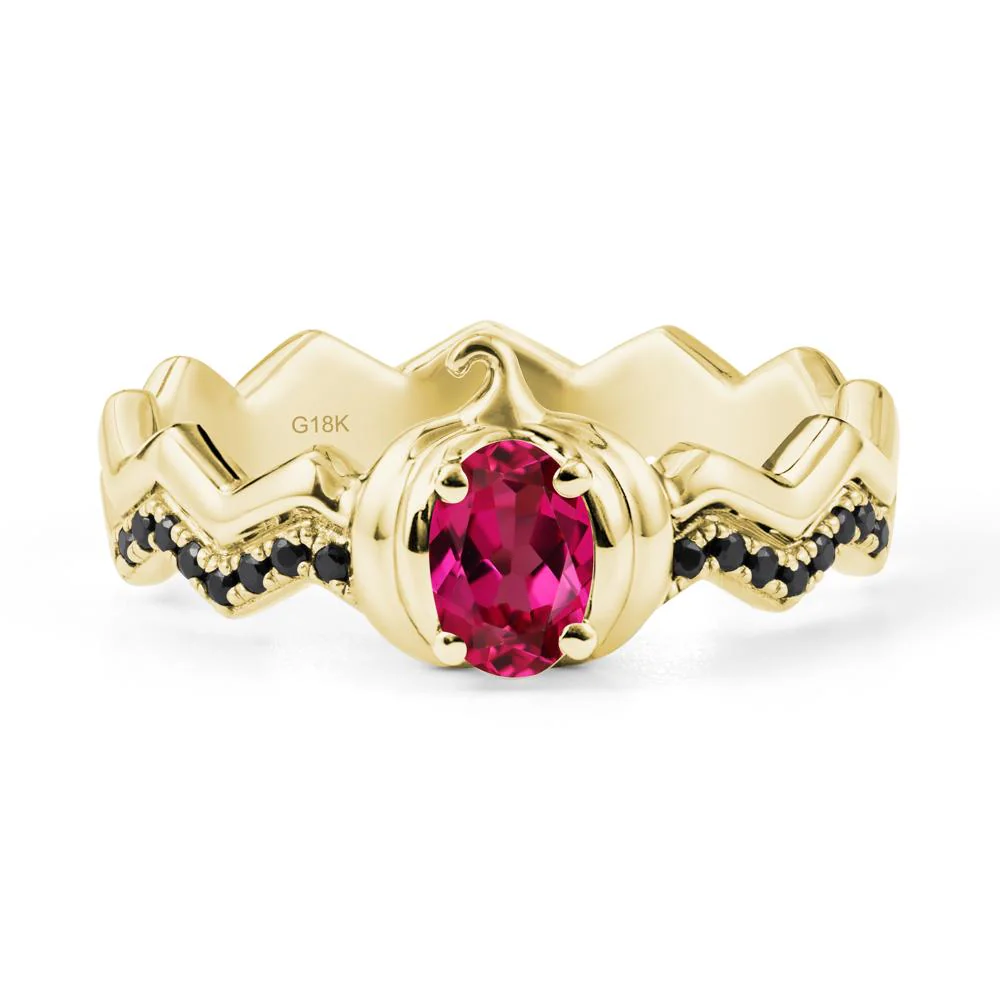 Oval Ruby and Black Spinel Pumpkin Ring - Image 7