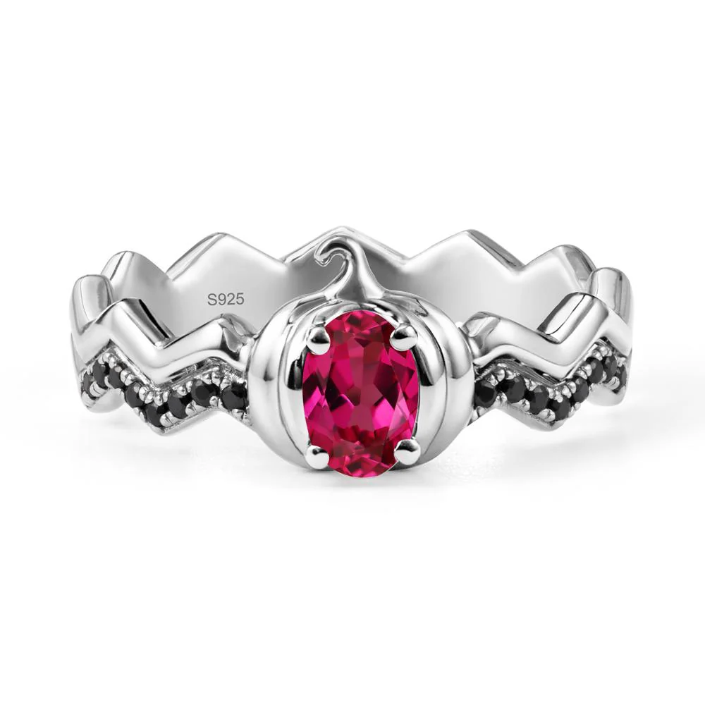 Oval Ruby and Black Spinel Pumpkin Ring - Image 9
