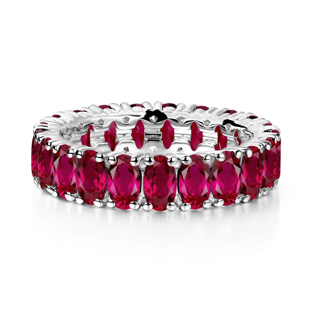 Oval Ruby Eternity Band Ring - Image 4