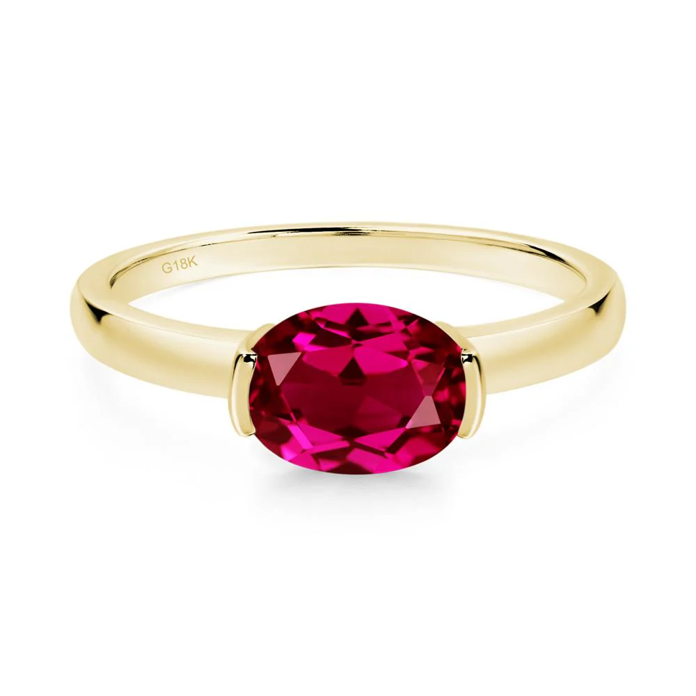 Oval Ruby Horizontal Engagement Ring - Image 2