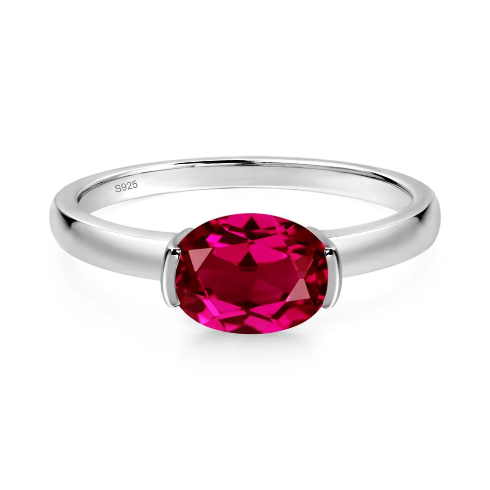 Oval Ruby Horizontal Engagement Ring - Image 3