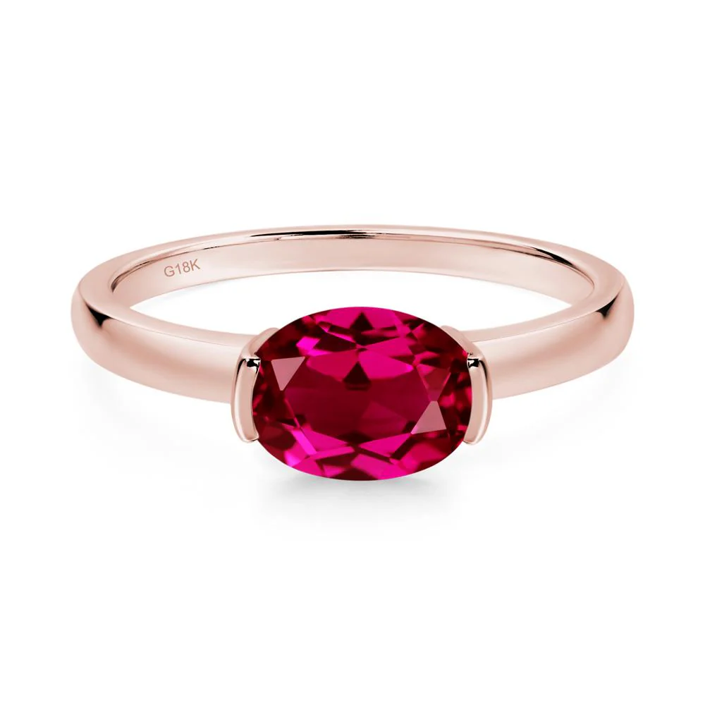 Oval Ruby Horizontal Engagement Ring - Image 4