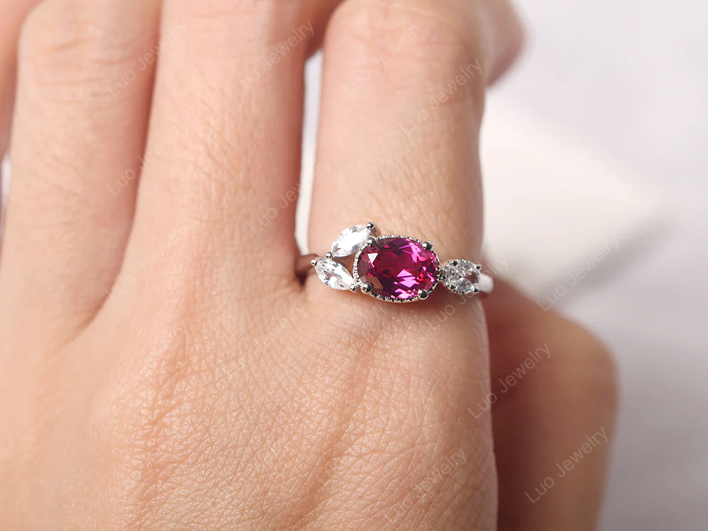 Oval Ruby Cluster Ring - Image 5