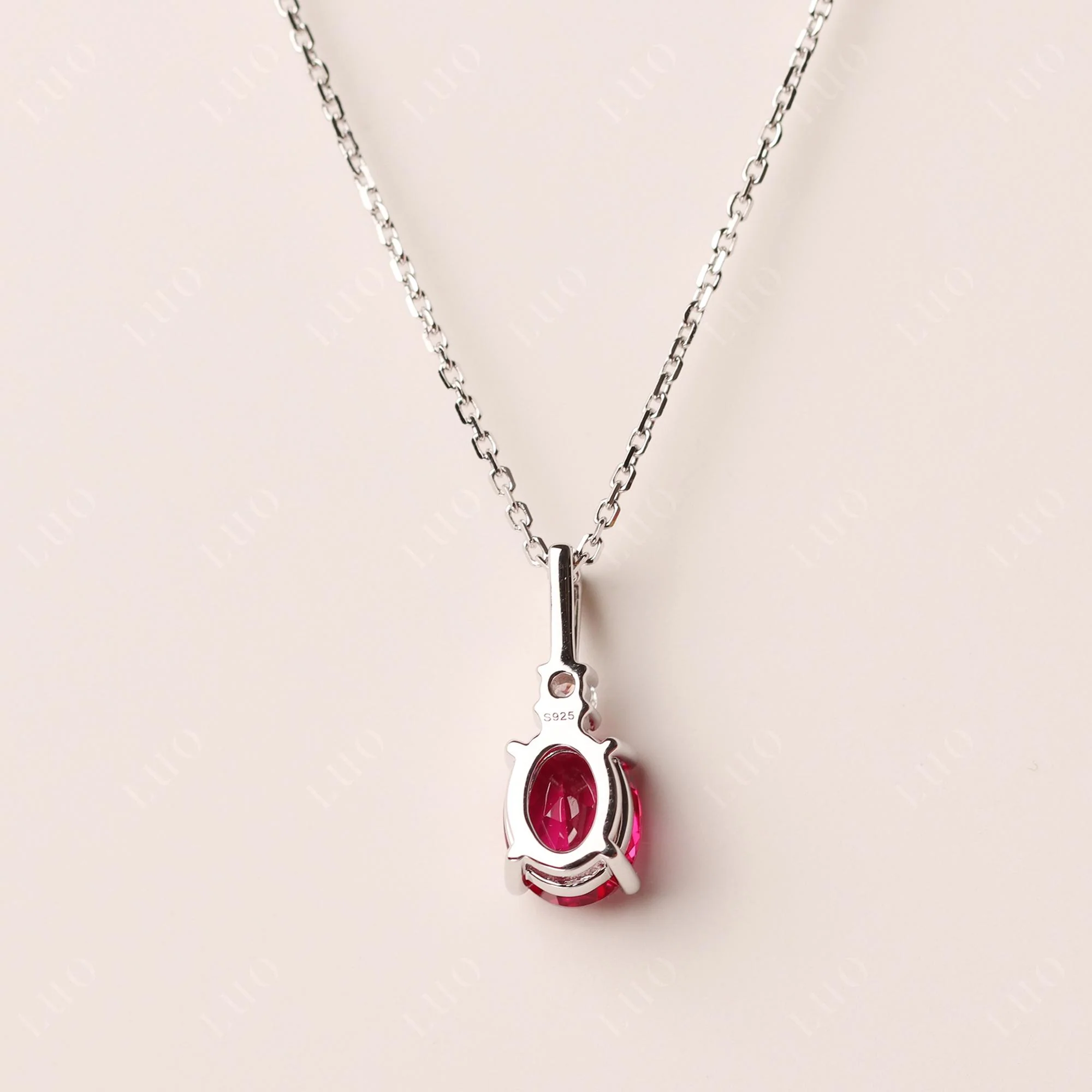 Simple Oval Ruby Necklace - Image 11