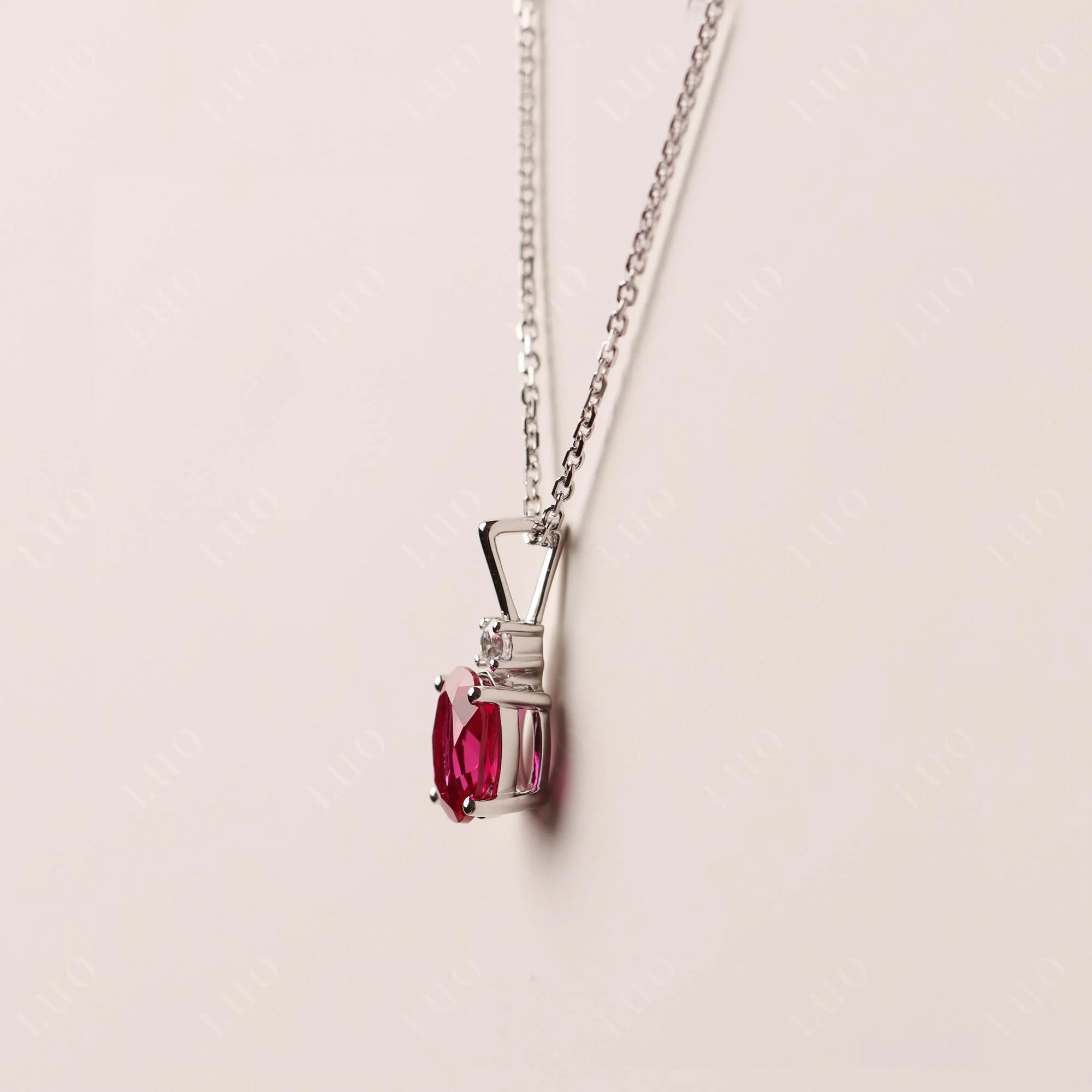 Simple Oval Ruby Necklace - Image 12