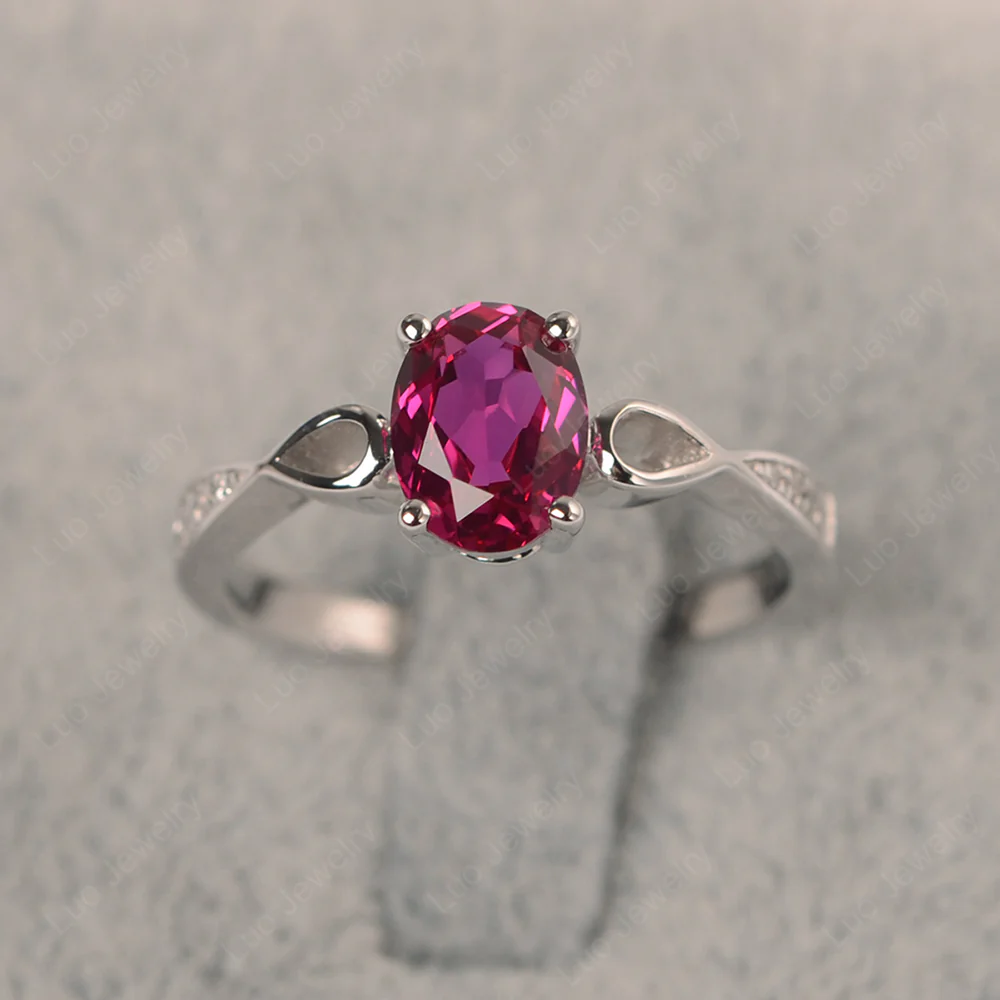 Oval Ruby Delicate Engagement Ring