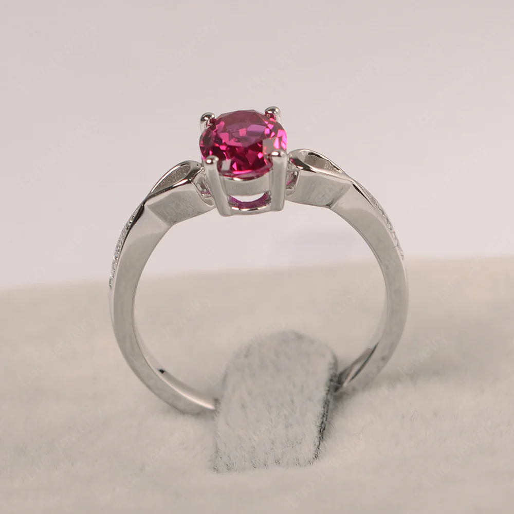 Oval Ruby Delicate Engagement Ring - Image 2