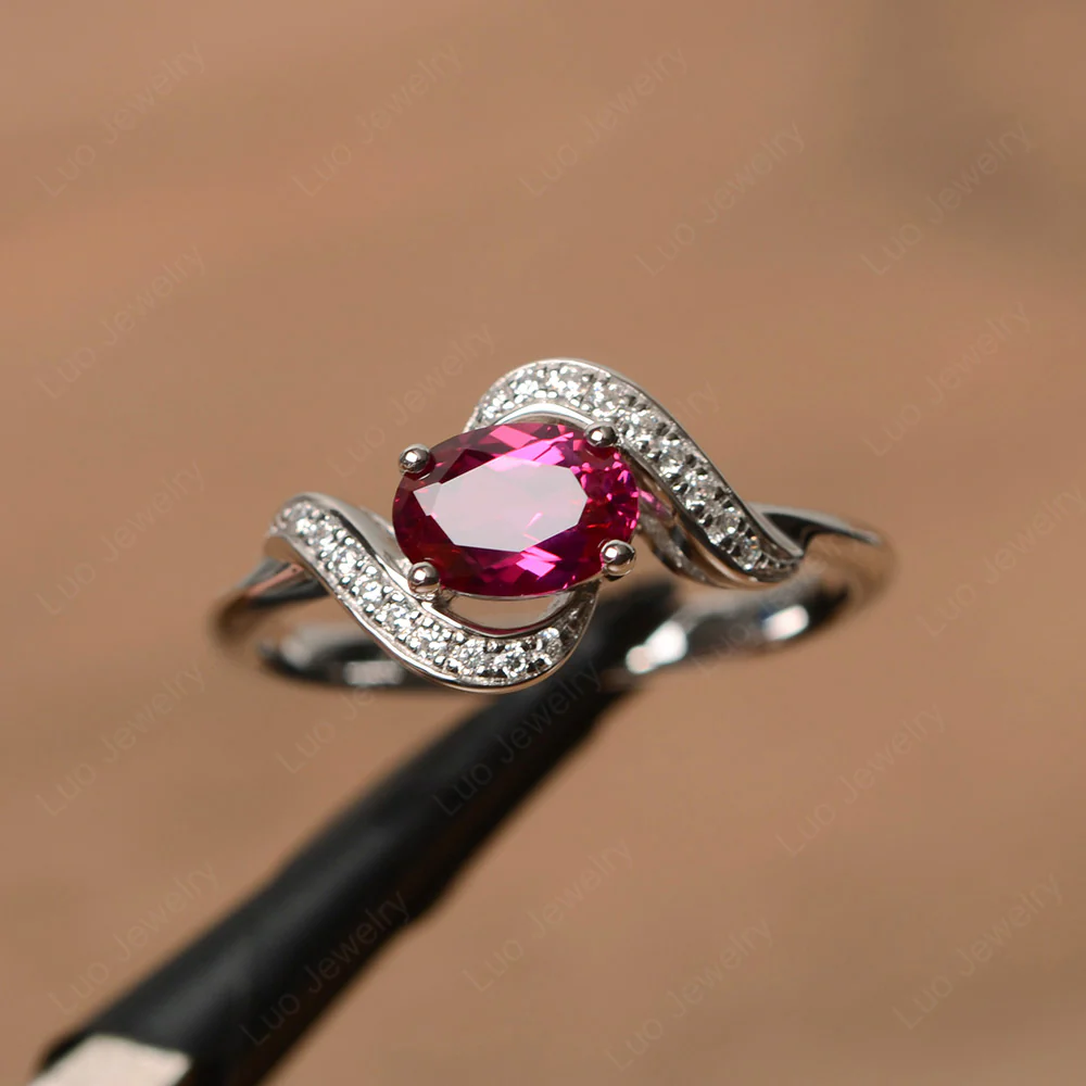 Oval Ruby East West Engagement Ring