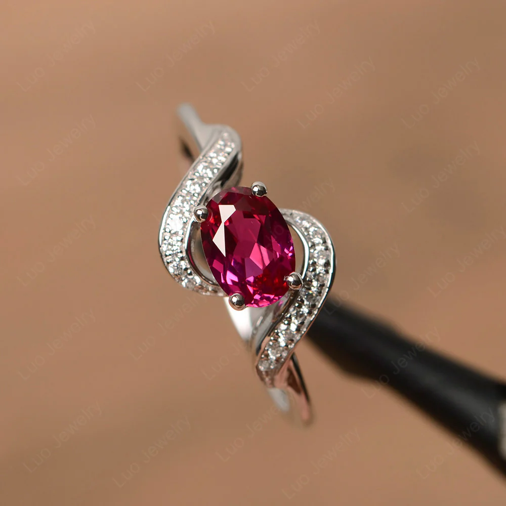 Oval Ruby East West Engagement Ring - Image 2