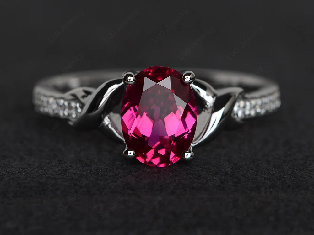 Oval Ruby Twist Ring