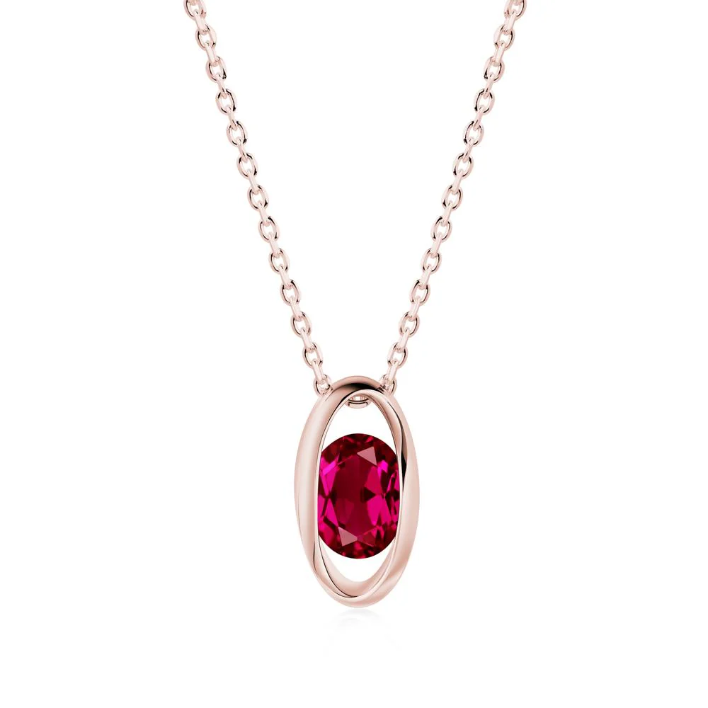 Oval Ruby Solitaire Necklace - Image 9