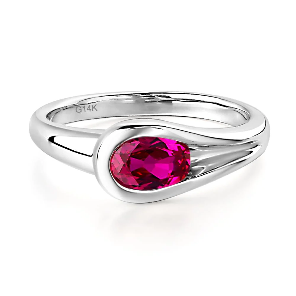 Ruby East West Oval Engagement Ring - Image 2
