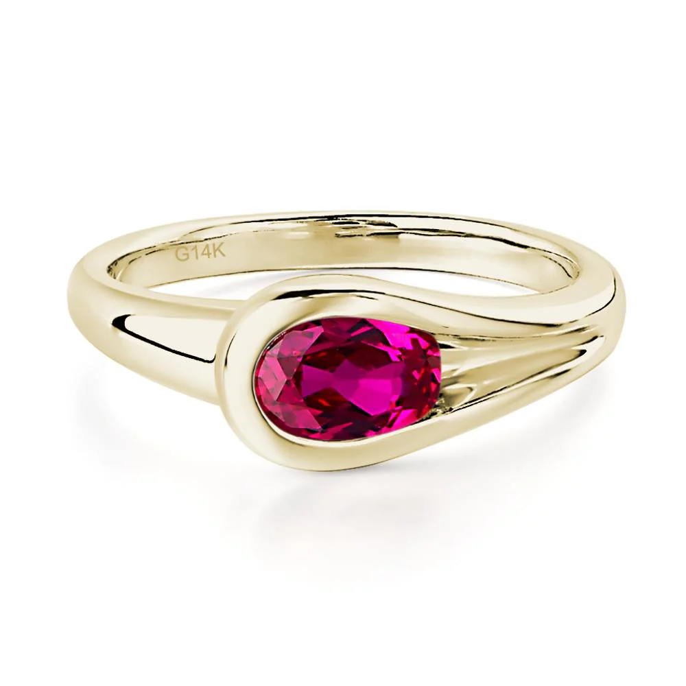 Ruby East West Oval Engagement Ring - Image 3