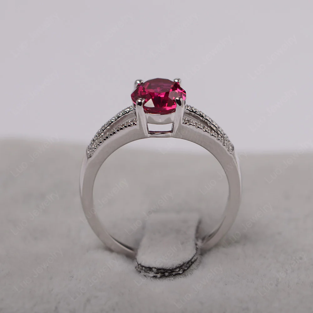 Ruby Triple Split Shank Ring - Image 3