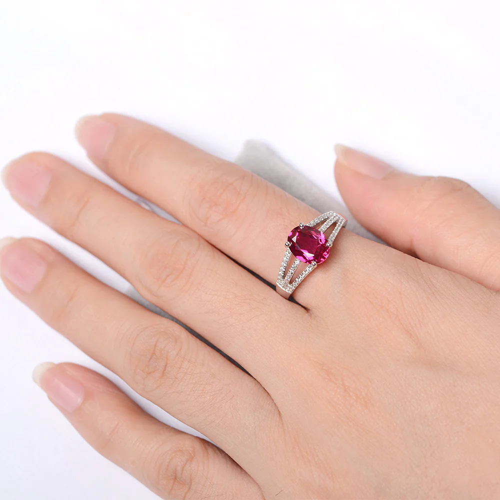 Ruby Triple Split Shank Ring - Image 4