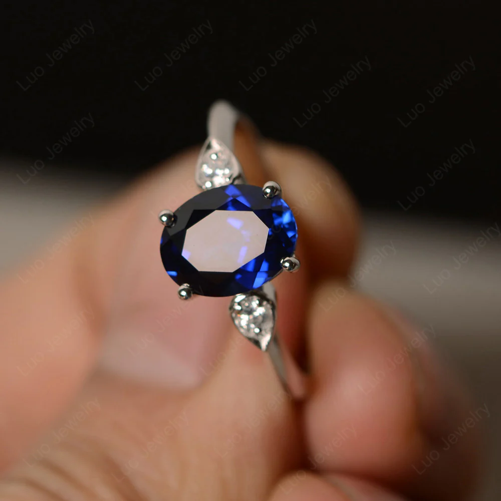 Oval Shaped Sapphire Engagement Ring - Image 3