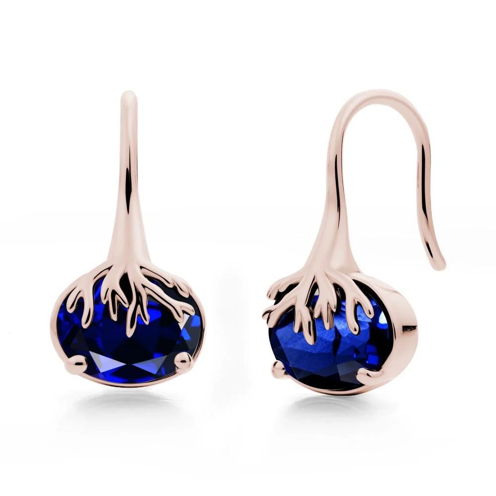 Oval Sapphire French Hook Earrings - Image 3