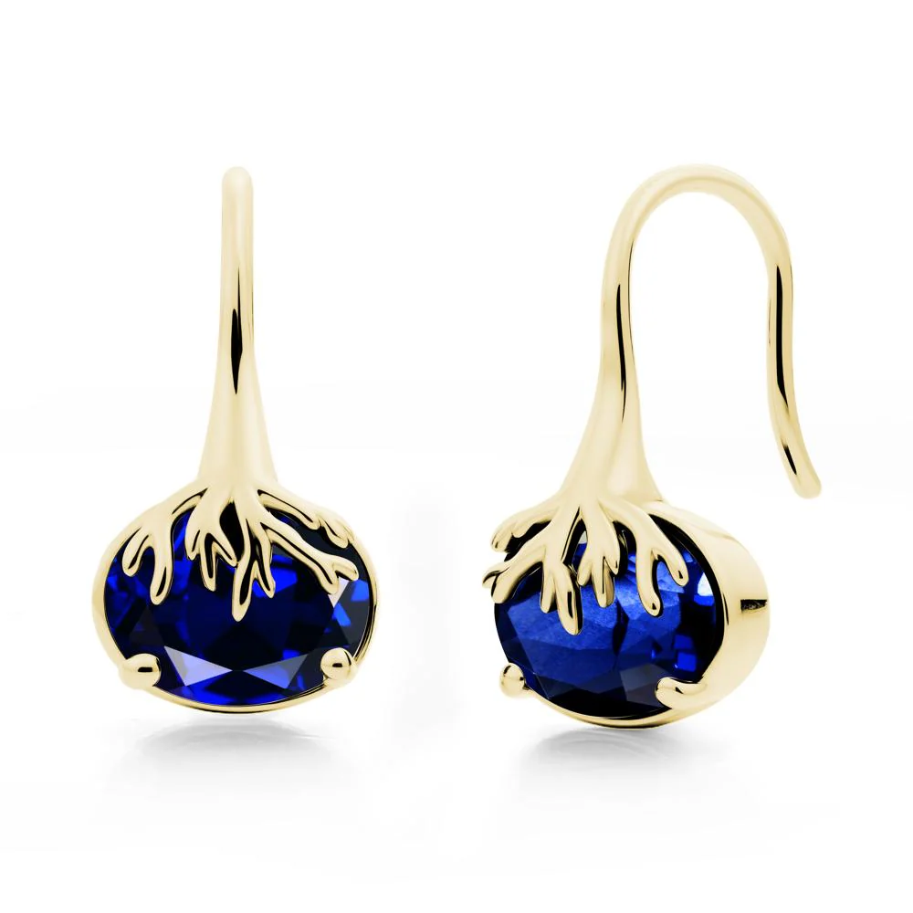 Oval Sapphire French Hook Earrings - Image 8