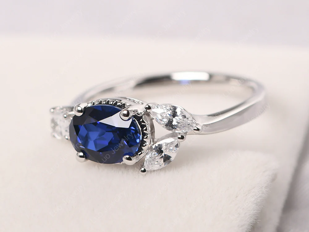 Oval Sapphire Cluster Ring - Image 2