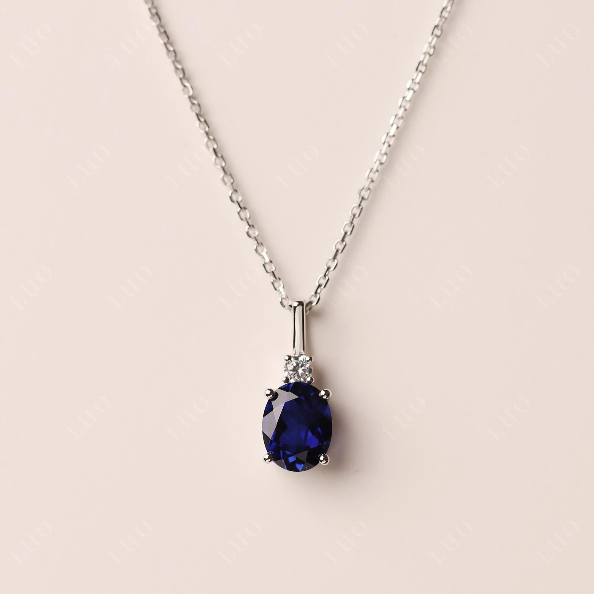 Simple Oval Sapphire Necklace - Image 10