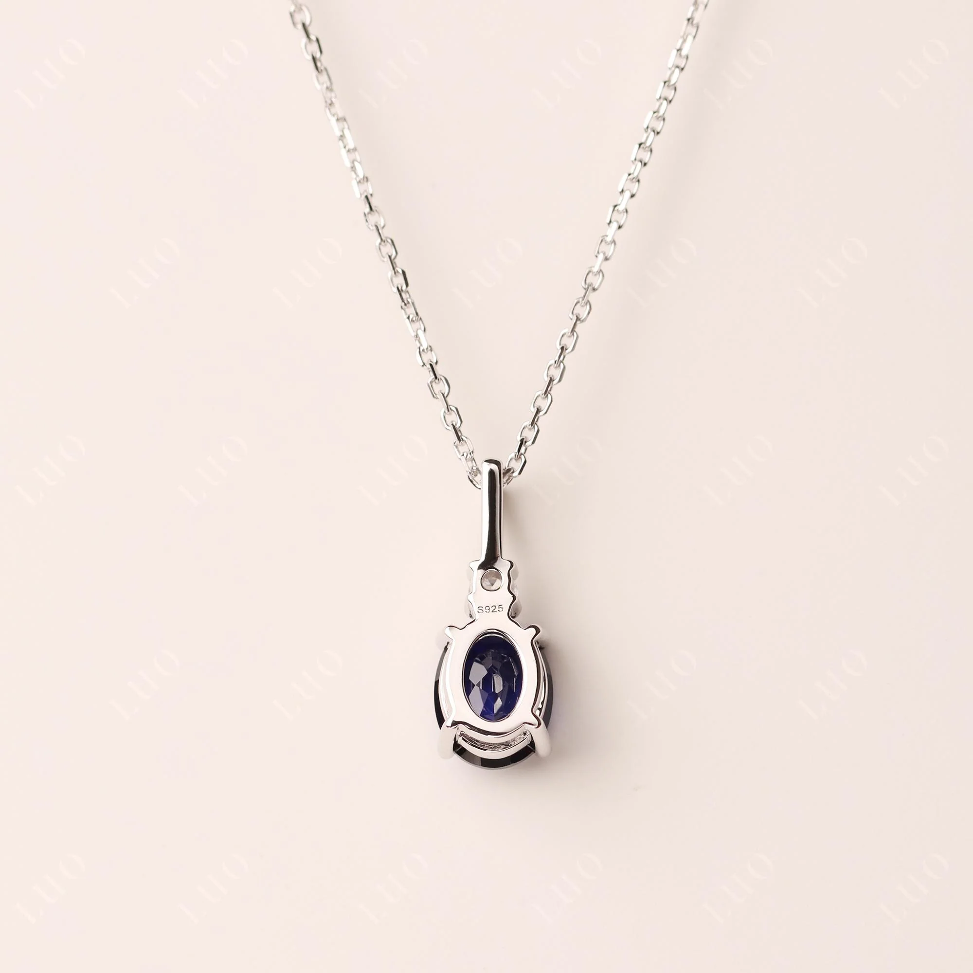 Simple Oval Sapphire Necklace - Image 11