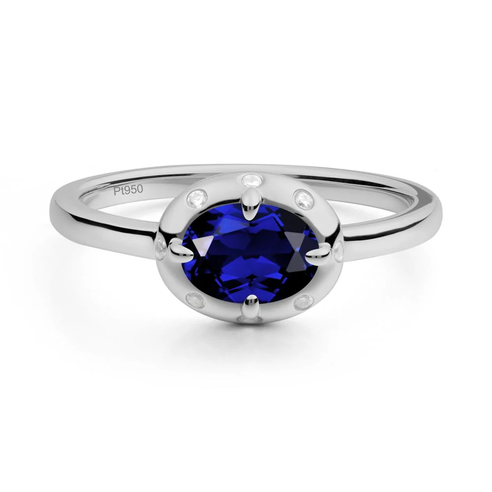 Oval Sapphire Ring with Faux-Bezel Setting - Image 4