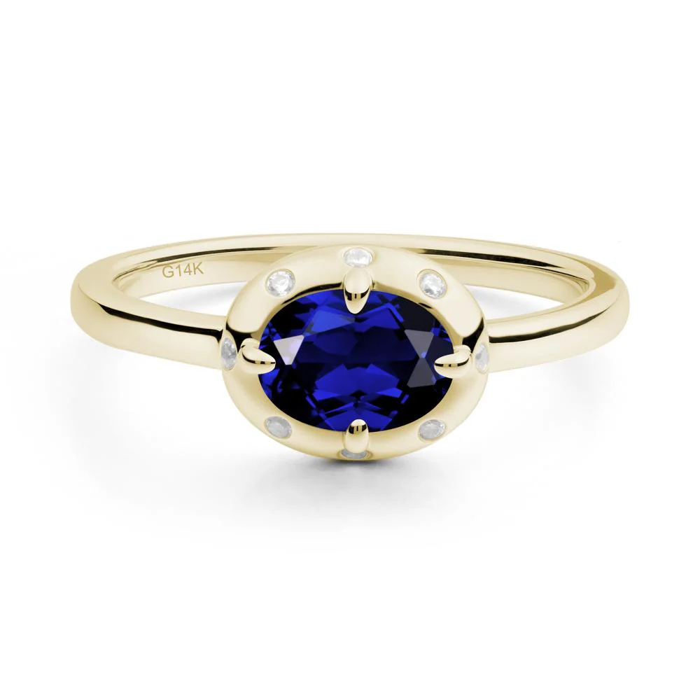 Oval Sapphire Ring with Faux-Bezel Setting - Image 5