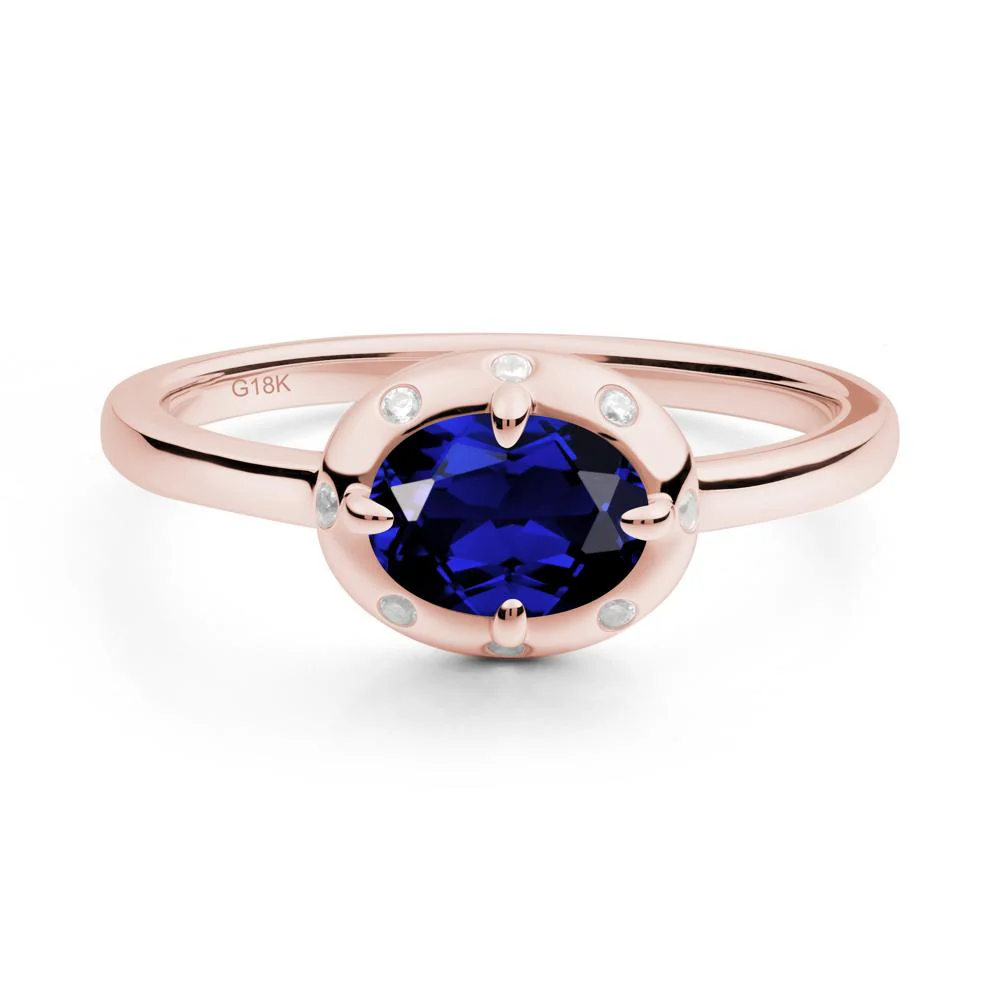 Oval Sapphire Ring with Faux-Bezel Setting - Image 7