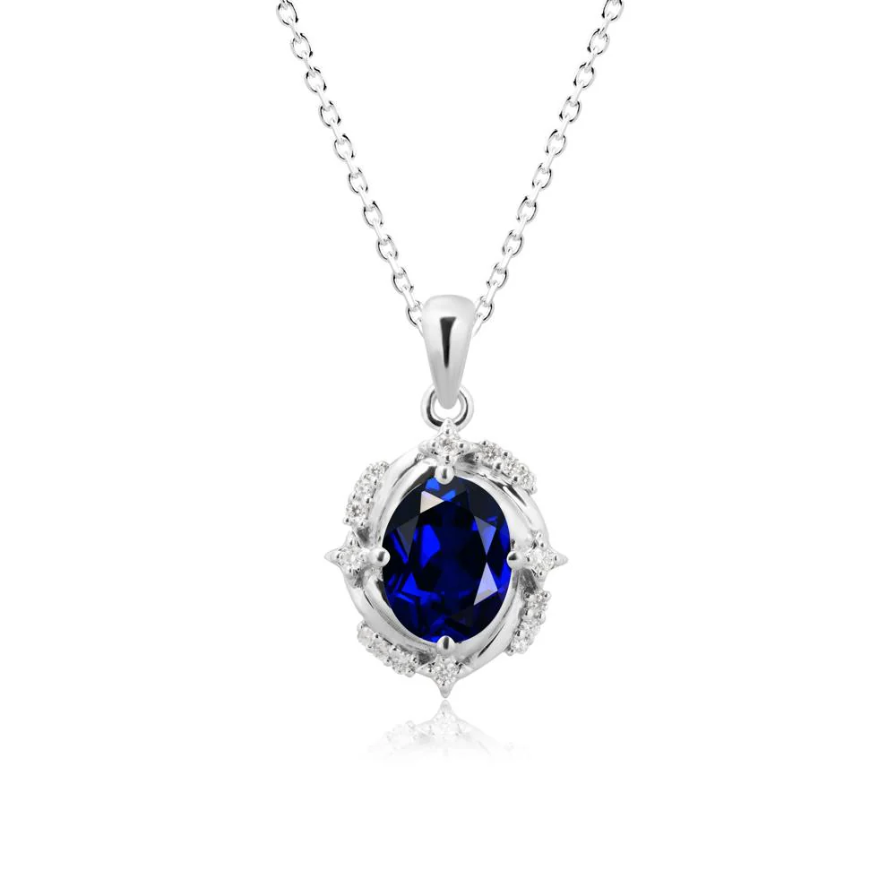 Oval Sapphire Shooting Star Pendant Necklace - Image 9