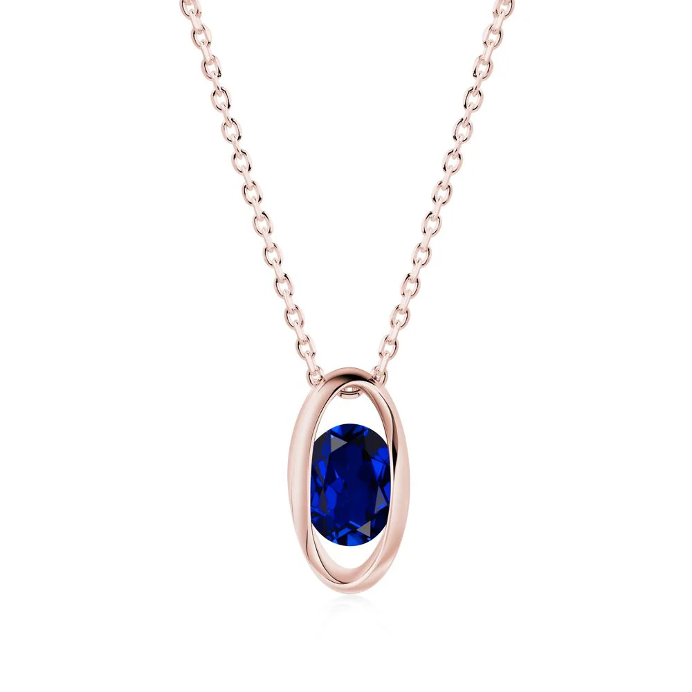 Oval Sapphire Solitaire Pendant - Image 5