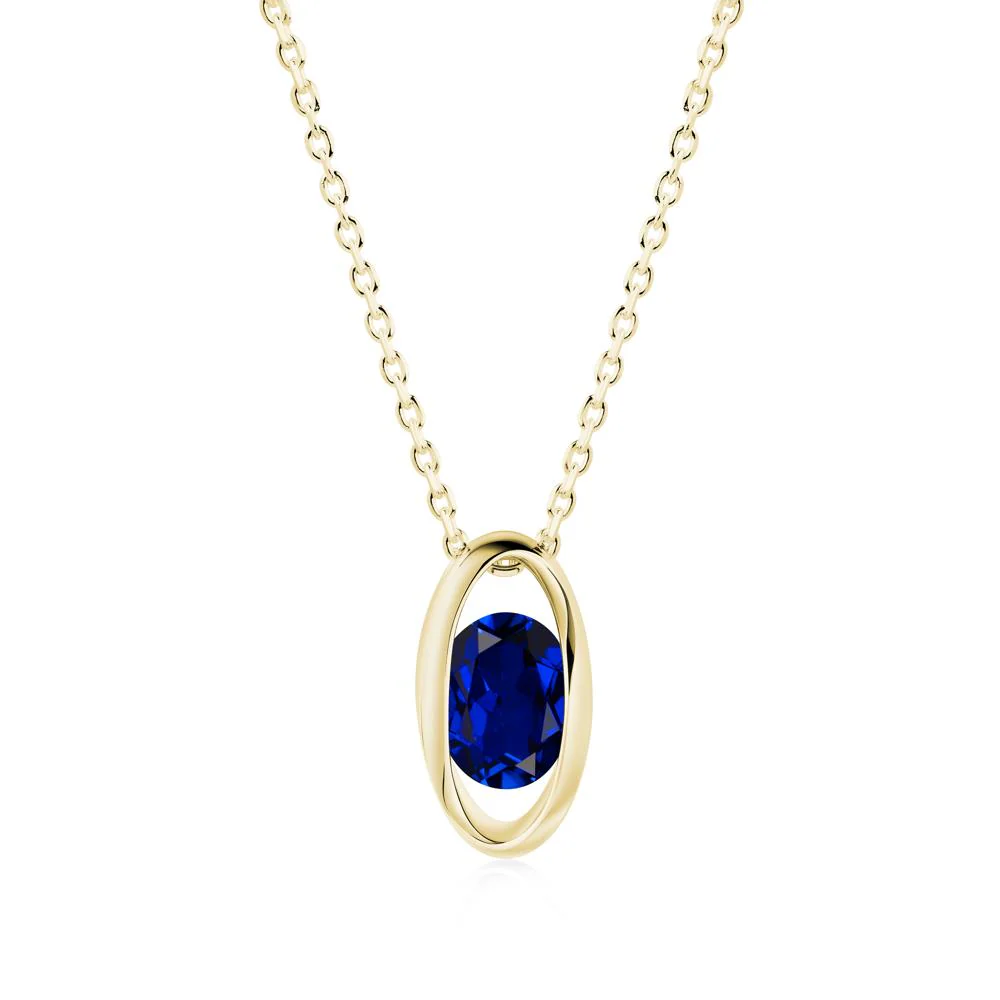 Oval Sapphire Solitaire Pendant - Image 8