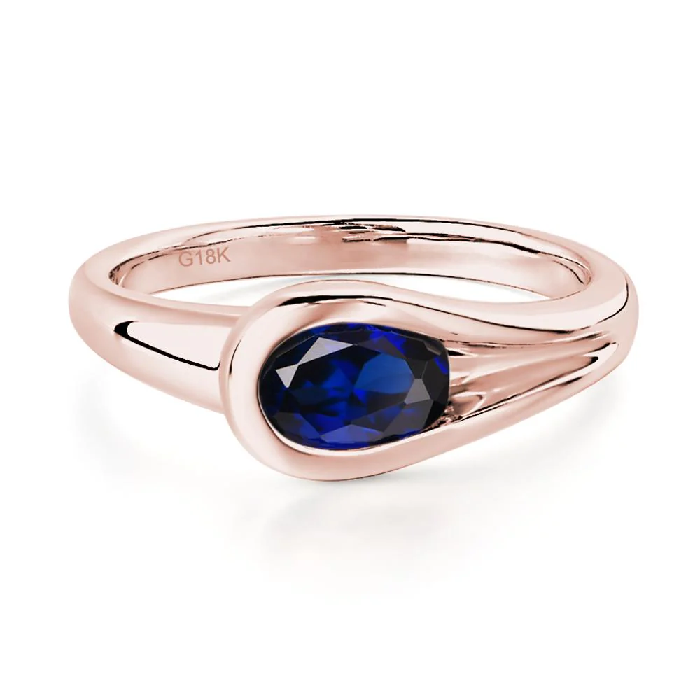 Sapphire Simple Oval Engagement Ring - Image 4