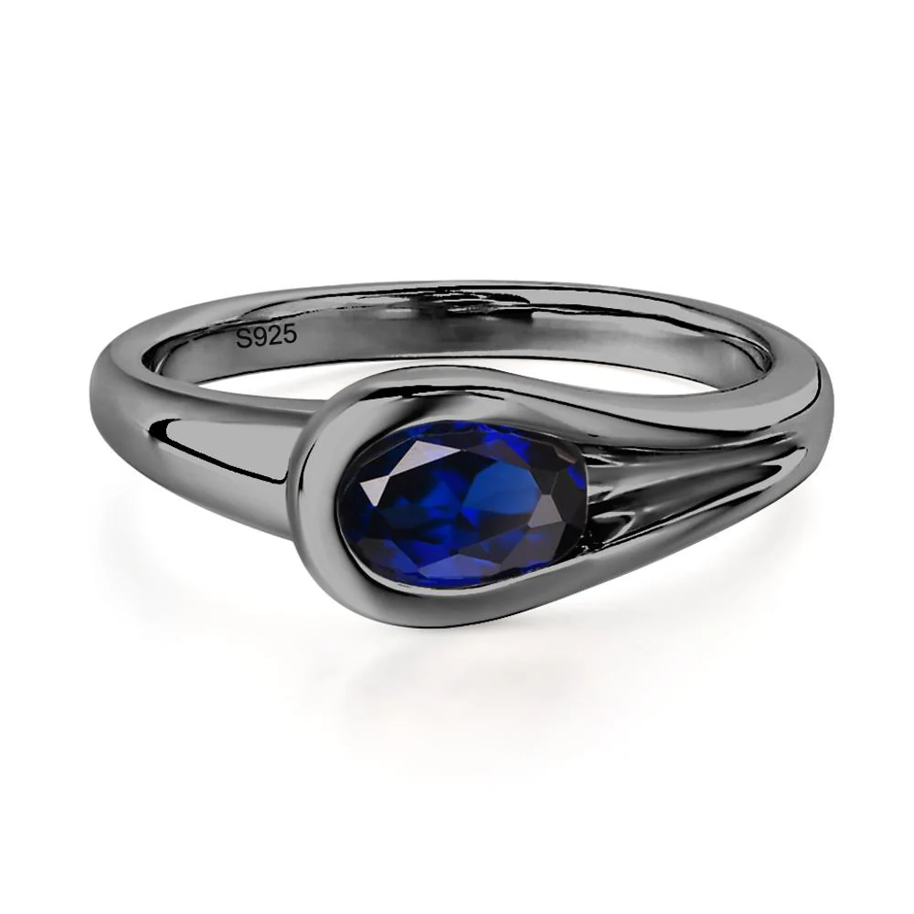 Sapphire Simple Oval Engagement Ring - Image 7