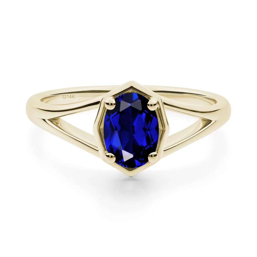 Oval Sapphire Split Shank Eengagement Ring - Image 7