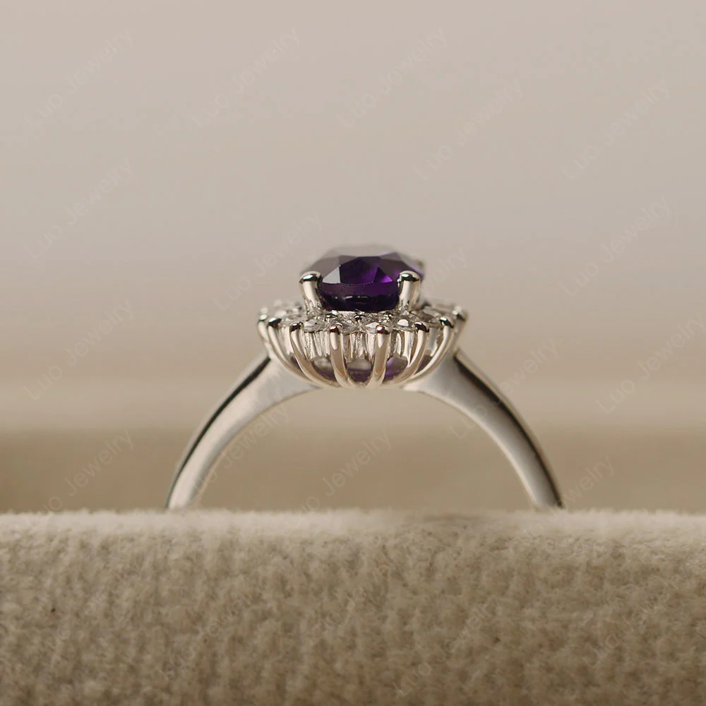 Amethyst Oval Sunburst Engagement Ring - Image 5
