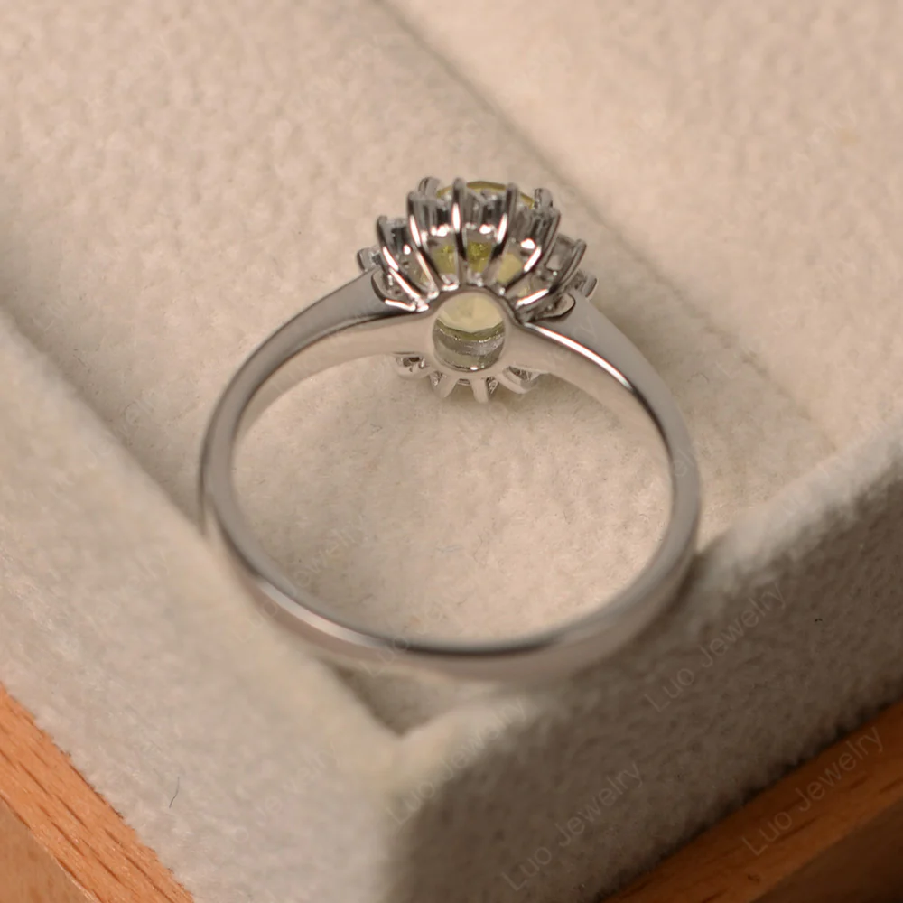 Oval Shape Lemon Quartz Halo Engagement Ring - Image 2