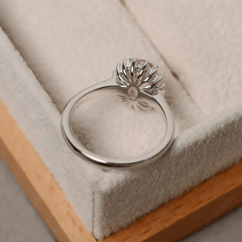 Morganite Oval Sunburst Engagement Ring - Image 2