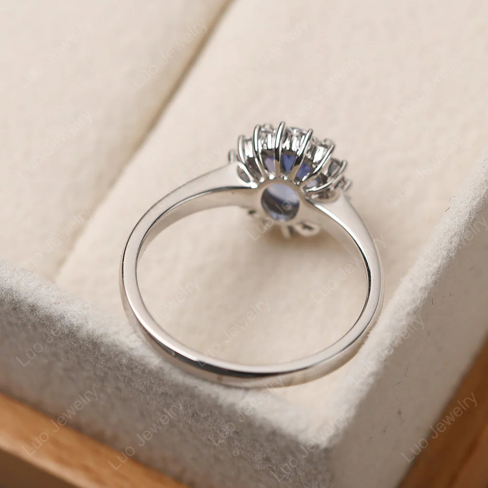 Oval Shape Tanzanite Halo Engagement Ring - Image 3