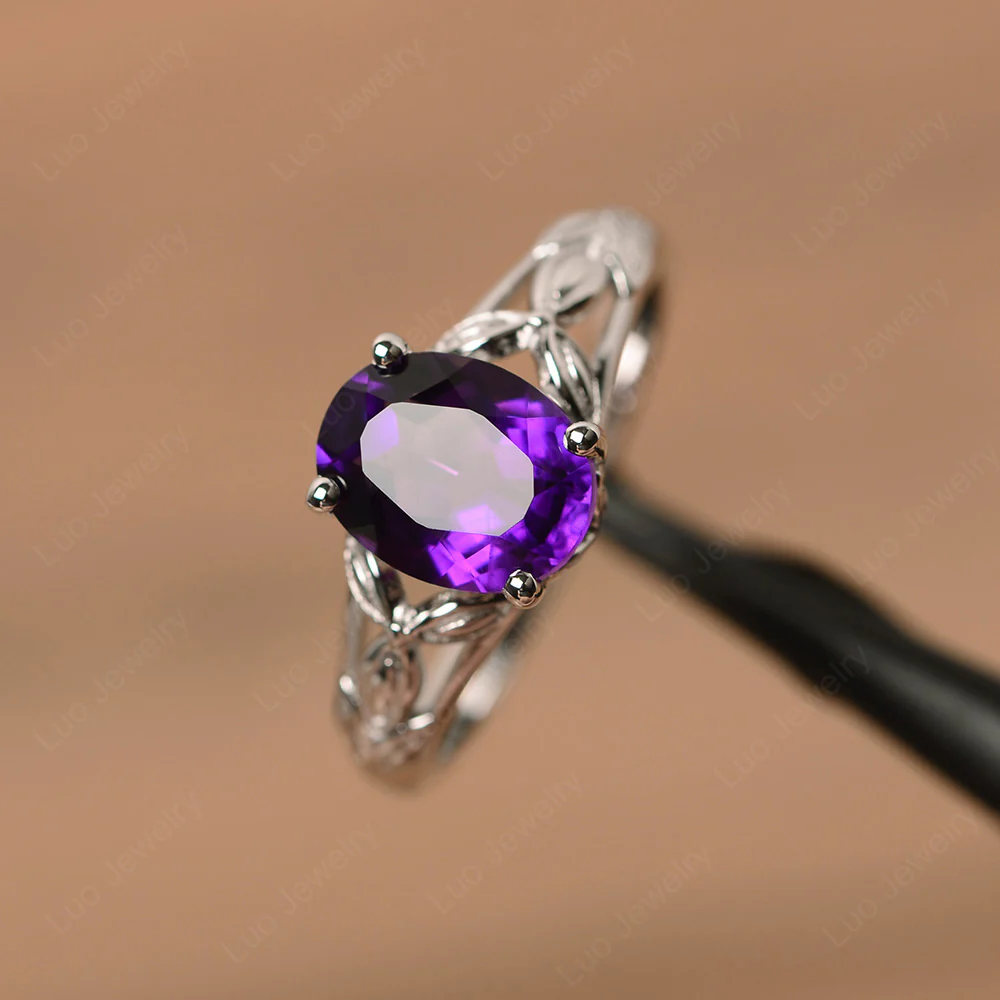 Amethyst Leaf Ring